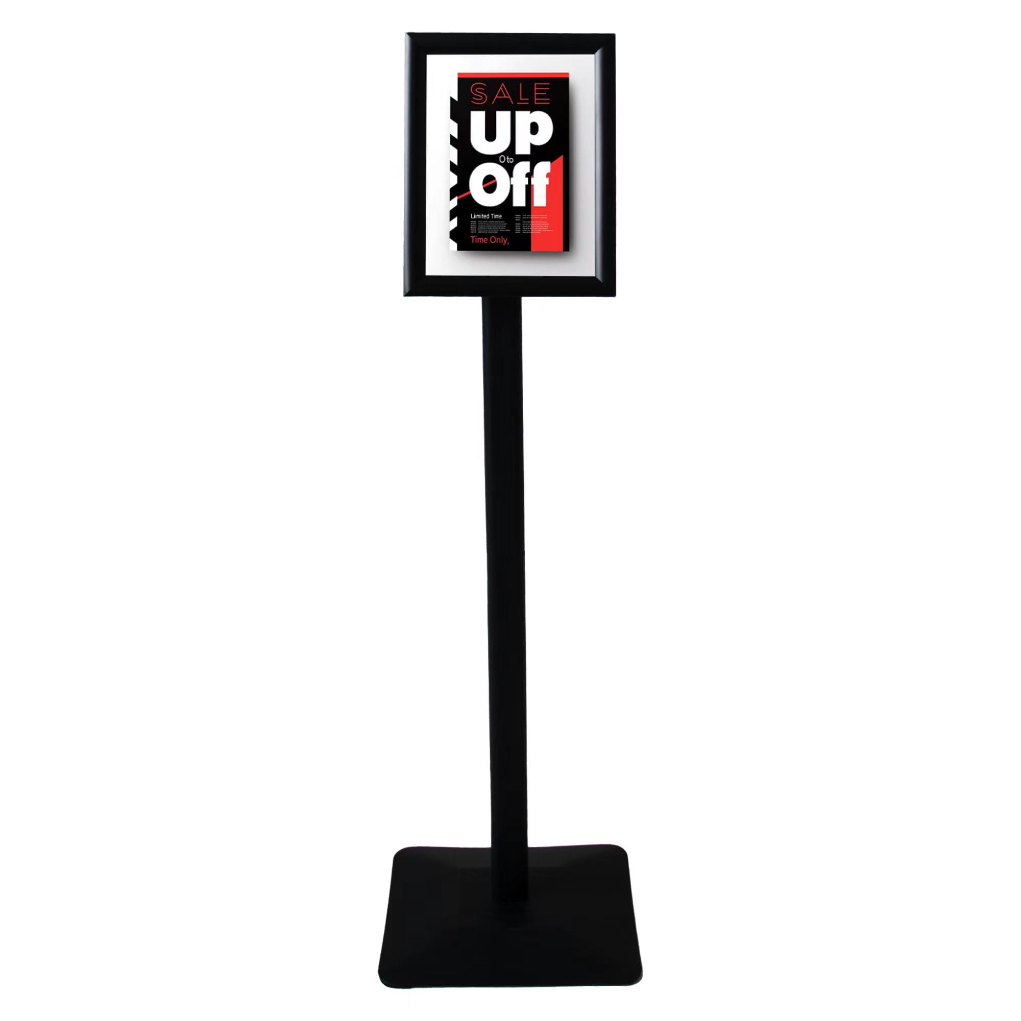A4 Espositore da terra regolabile, supporto per poster con display rotante, scaffali informativi resistenti, base quadrata in ghisa, espositore per vendita, espositore pubblicitario, Nero