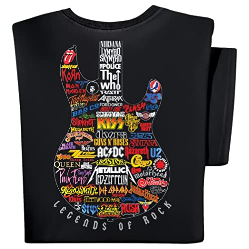 Collections Etc Colorful Legends of Rock Guitar Short Sleeve Graphic Tee
