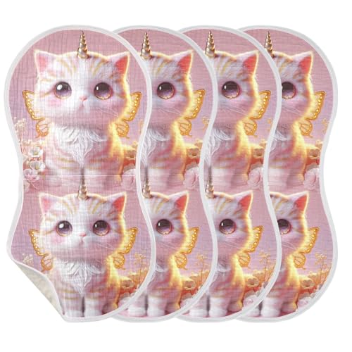 Muslin Burp Cloth for Baby 2PCS Cute Pink Cat Super Absorbent Burping Cloths, Bibs for Newborn Boys Girls3