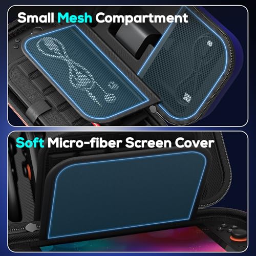 Image of Auarte [Charge inside Carrying Case for Nintendo Switch 2 2025 / Switch OLED / Switch with Adapter and for Joy Cons Storage, Travel Cases for Switch 2 Console with 22 Game Card Storage (Blue)