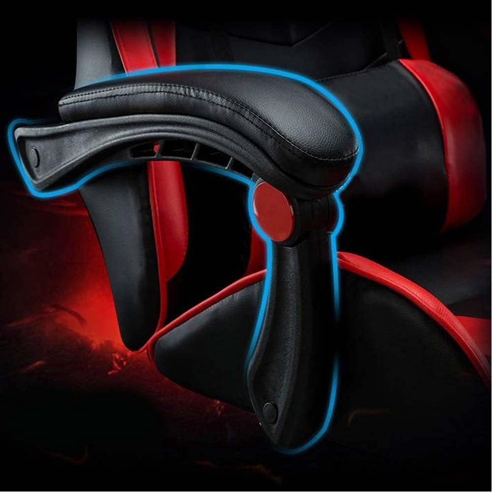 BAKAJI Sedia Poltrona Gaming Scrivana Ufficio Casa in Ecopelle Schienale Reclinabile Cuscino Lombare Poggiatesta Rotazione 360 Gradi Direzionale Altezza Regolabile Base 5 Ruote (Nero e Rosso)