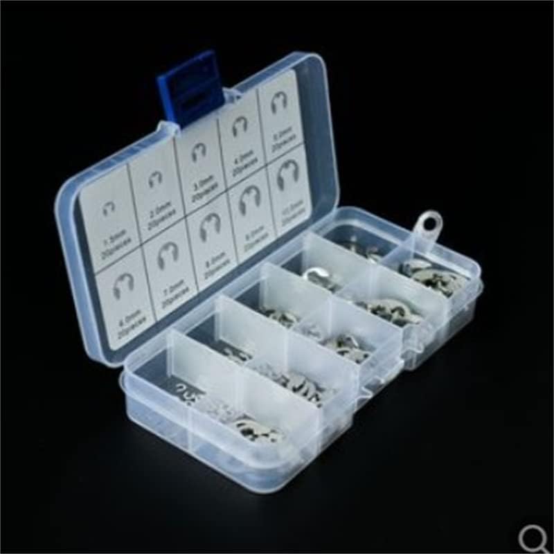 Generic 120/200Pcs Stainless Steel E Clip Assortment Kit 1.5 2 3 4 5 6 7 8 9 10 mm Circlip retaining ring for shaft fastener hardware - (Color: 120pcs kit)
