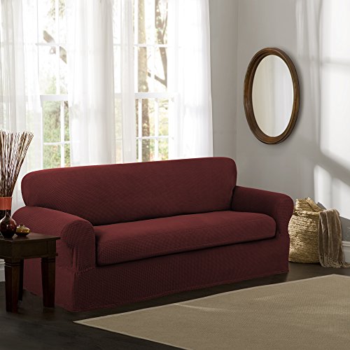 Maytex Reeves Stretch 2 Piece Sofa Furniture Cover Slipcover, Red #TOP1