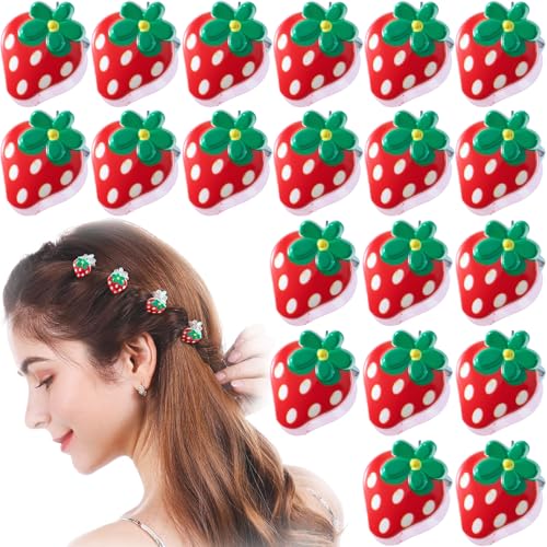 20 piezas Pinzas Mini Fresas Rojas para Cabello