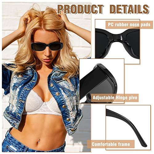 Mixweer 36 Pcs Rectangle Sunglasses Bulk Retro Glasses 90s Vintage Women Trendy Sunglasses Halloween Party Favors for Men3