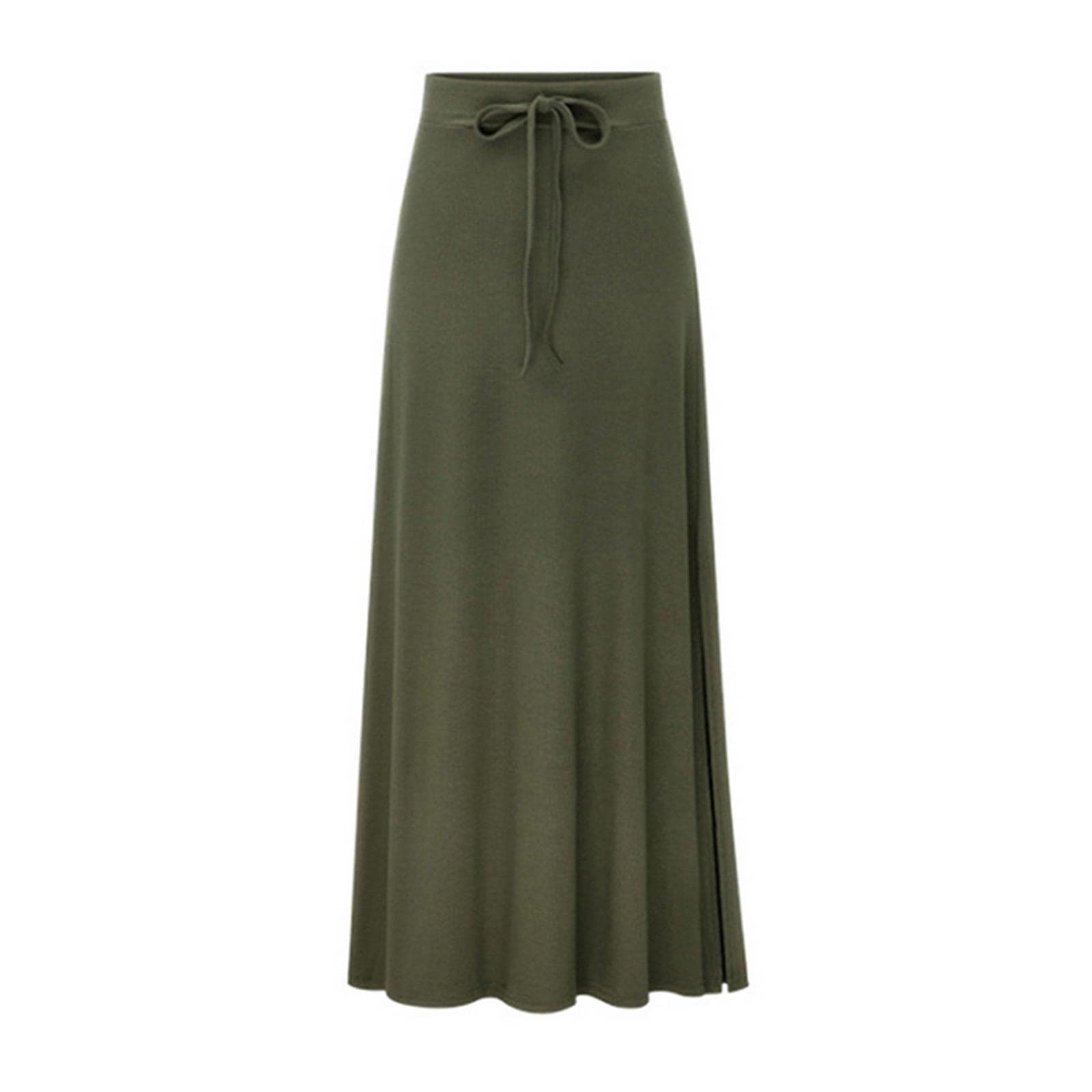 Falda larga para mujer, cintura elástica, talla grande, falda acampanada, falda de cadera, delgada, larga, suelta, falda dividida, faldas de punto de gran tamaño