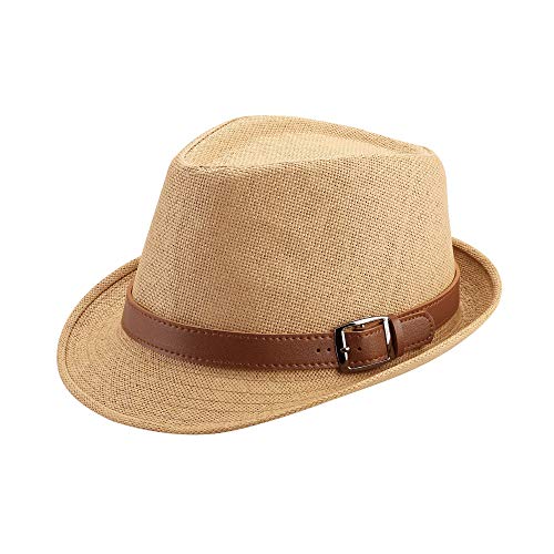 Chapeau de paille Fedora unisexe FALETO style Panama et Cuba avec bande en cuir