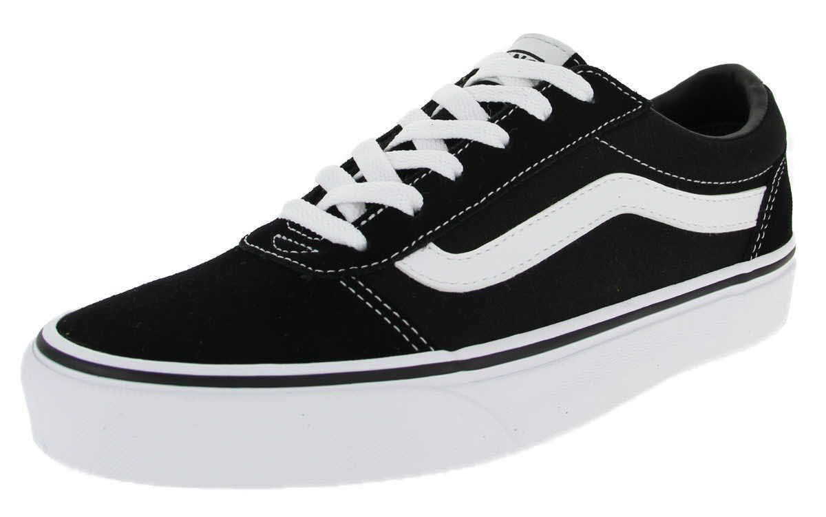 Mens Vans Size 5.5, Ward Sneaker Black & White Suede Canvas Lace Up Shoes, Low Top Men's Trainers, Lightweight Sports Shoes by Vans Active Wear Range (5.5 UK)