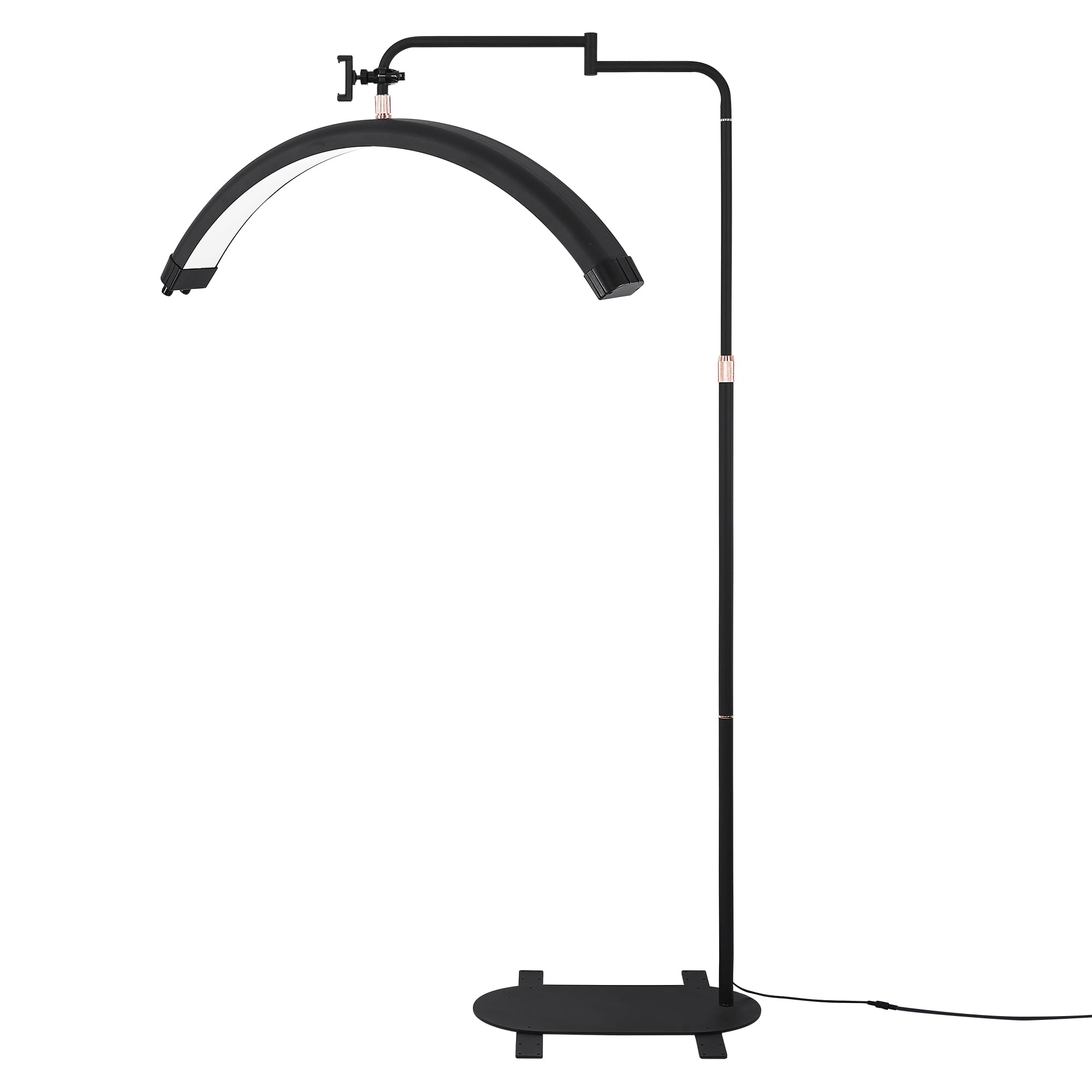 Lash Light for Eyelash Extensions, Lash Floor Lamp with Stepless Dimmable LED Light, Half Moon Lamp for Tattooist Esthetician, Rotating Head and Adjustable Height-Black