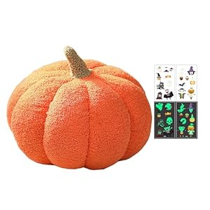 Halloween pumpkin pillows decorative pumpkin throw pillows with 2 glow in the dark stickerscute 3d fluffy pumpkin plush pillowpumpkin decor stuffed throw for bed sofa couch home decororange8inch  urban country home decor