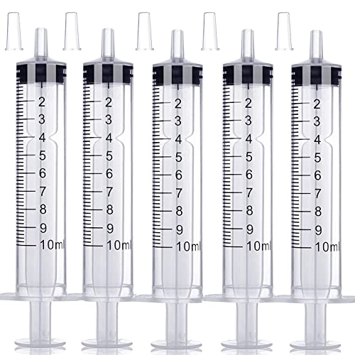 ZIDOUHU シリンジ 10ml 針なし注射器 注入型計量容器 滅菌 個装 5本入(ペット 流動食 シリンジ 猫 犬投薬器 給水器 液体混合 接着剤注入器 測定液体)