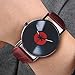 Charberry Mens Vinyl Records Watch Fashion Unisex Retro Design Alloy Quartz Watch (Red)