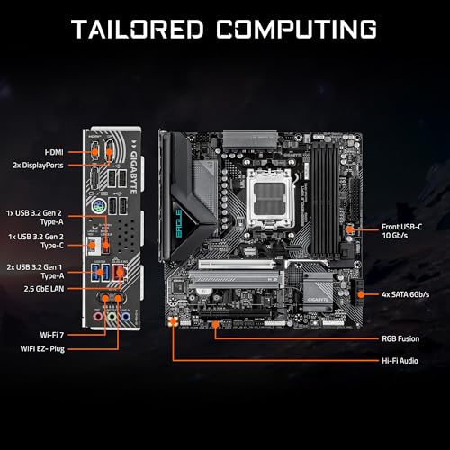 Image of GIGABYTE B850M Eagle WIFI7 AMD AM5 mATX Motherboard, Support Ryzen 9000 /8000 /7000 Series, DDR5, 8+2+2 Power Phase, 2X M.2, PCIe 5.0, USB-C, WiFi 7, 2.5GbE, EZ-Latch, 5-Year Warranty