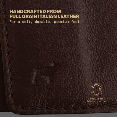 The Frenchie Co. - Air Tag Speed Wallet - Front Pocket Ultra-Slim Leather Wallet with AirTag Holder - RFID blocking, Quick-access pull tab - Holds up to 8 cards, Full-grain Italian leather3