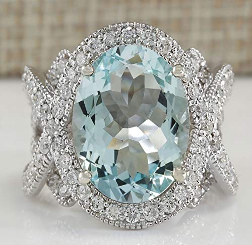 Duan Gorgeous 925 Silver 6.72CT Aquamarine Ring Wedding Engagement Jewelry Size 6-102