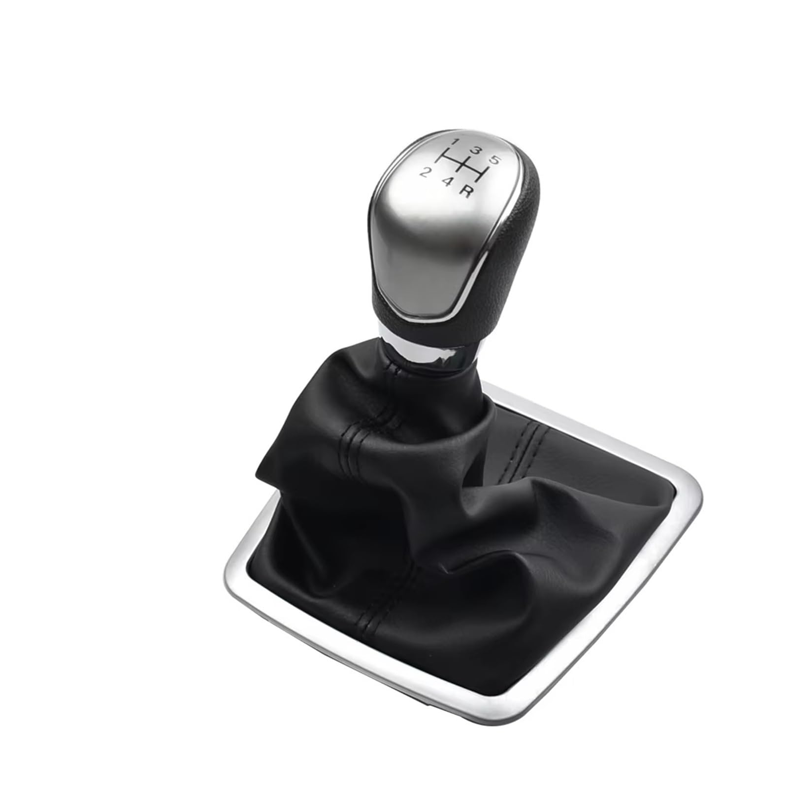 OUVECR Car Shift Gear Knob Handle for Focus 2 MK2 FL MK3 MK4 MK7 for Galaxy for Mondeo for C-MAX 5 6 Speed Gear Shift Knob Stick Shifter Lever Gaitor Boot Cover Gear Shift Cover(Silver 5 Speed)