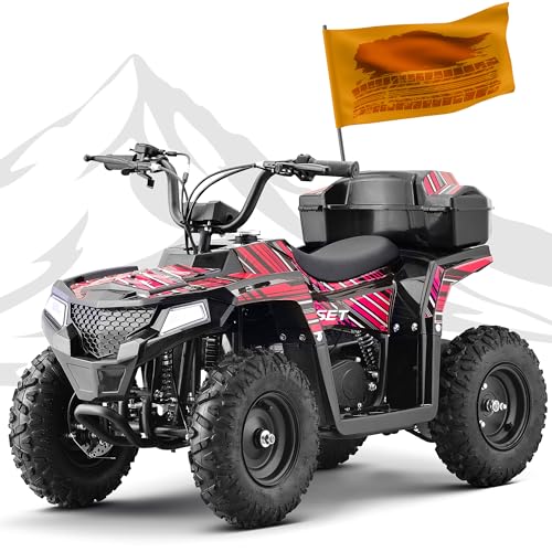 Image of XW-A19 40CC Four Wheeler 4-Stroke Gas Powered ATV Quad for 6+, Kids 4 Wheeler with Parental Speed Control, 15 MPH Max, 165 lbs Capacity, Pull Start, LED Headlight and Rear Storage Box (Red02)