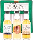 Ein whisky-explorer-paket mit drei Grund verschiedenen, preisgekrönten Single Malt Scotch Whiskys. Ein Talisker 10 von der Isle of Skye und ein cardhu und Single Ton aus der Speyside