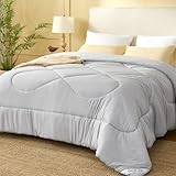 BEDLORE Couette 240x260 Tempérée 280g/m² pour Lit 2 Personnes, Couette 2 Personnes Légère avec Rembourrage en Microfibre, Édredon Douce pour 4 Saisons, Lavable en Machine, Gris
