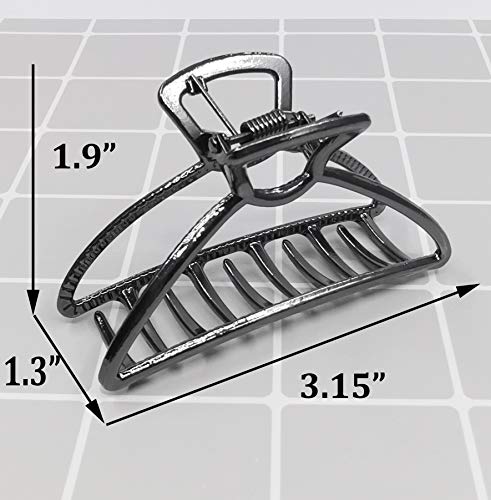 Hh&Ll Hair Clips, 2Pcs Large Metal Hair Claw Barrette Clamp Jaw For Women (Black+Silver) #TOP1