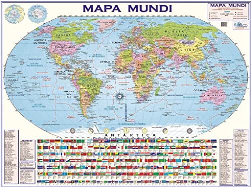 Kit Com 2 Mapas - 1 Brasil + 1 Mundi Político Rodoviário 120x90Cm Grande