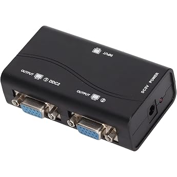 1 in 2 Out VGA Splitter 1080P Dual Video Splitter 40 m/131.2 ft Transmission GA Splitter 1 in 2 Out Screen Duplication for Laptop PC on