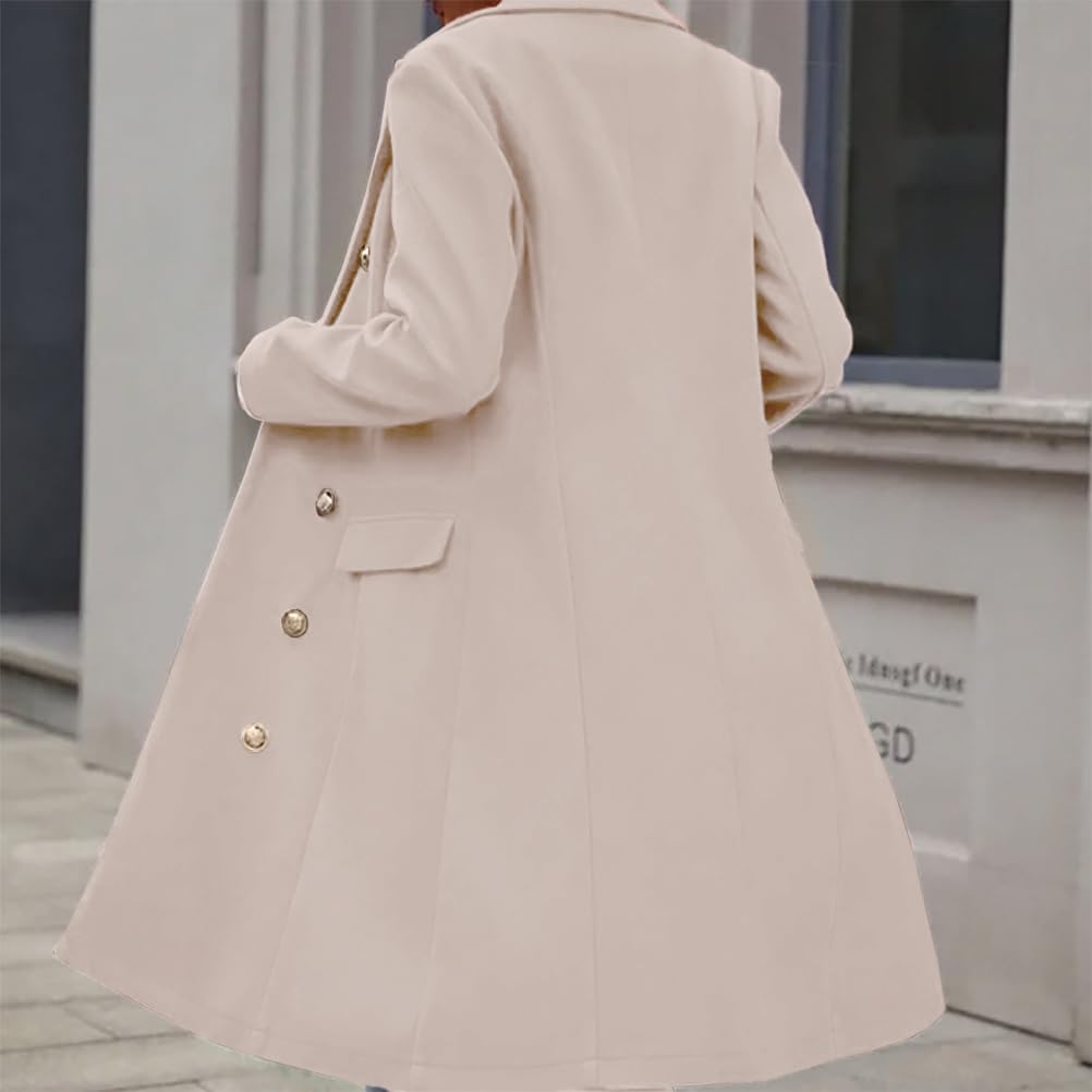 IDEALSANXUN Abrigo largo de lana para mujer, para otoño e invierno, chaqueta de moda