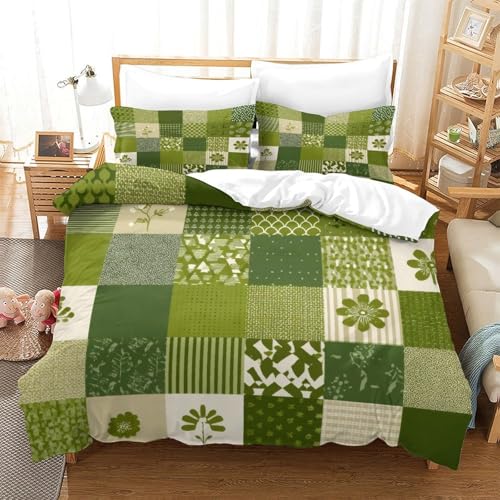 Housse de couette microfibre ultra douce imprimé 3D vert 135x200 - 3