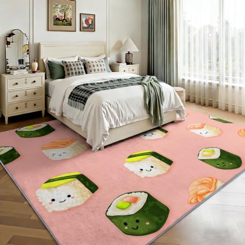 Alfombra lavable sin ácaros para dormitorio infantil con pelo corto de comida 5