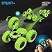 Haktoys Remote Control Stunt Car, Green RC Truck, Rechargeable with Flashing LED Lights & Quiet Play Mode Tumbling Spinning Action RC Car for Kids