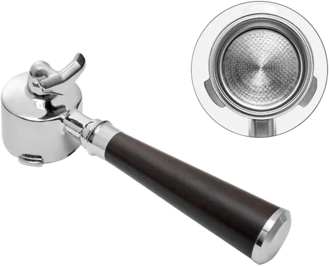 Double Spout 51mm Coffee Portafilter With 1 2 Cups Basket(Black wood,With 1 2 cups basket)