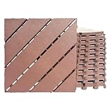 Nicoman PVC Terrassenfliesen mit Klicksystem - 30x30 cm, Wasserdicht & Rutschfest, 12 Stück, Steinstruktur Oberfläche - Bodenbelag für Balkon, Terrasse, Garten & Poolbereich (Braun-X, 12pcs)