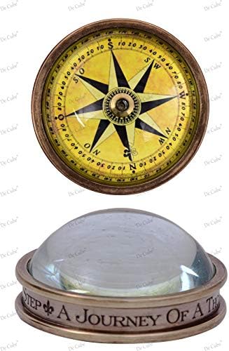 De Cube Brass Compass Desktop paperweight with free quote engraved A Journey of A Thousand Miles Begin with A Single Step