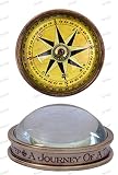 De Cube Brass Compass Desktop paperweight with free quote engraved A Journey of A Thousand Miles Beg