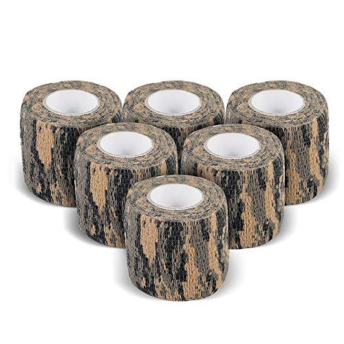 Airsson 6 Roll Camouflage Tape Military Camo Stretch Bandage For Gun Rifle Camping Hunting 2" X5 Yds Self-Adhesive (Acu) #TOP1
