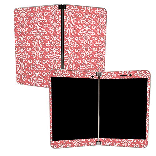 Image of MIGHTY SKINS MightySkins Carbon Fiber Skin for Microsoft Surface Duo - Coral Damask | Protective, Durable Textured Carbon Fiber Finish | Easy to Apply, Remove, and Change Styles | Made in The USA