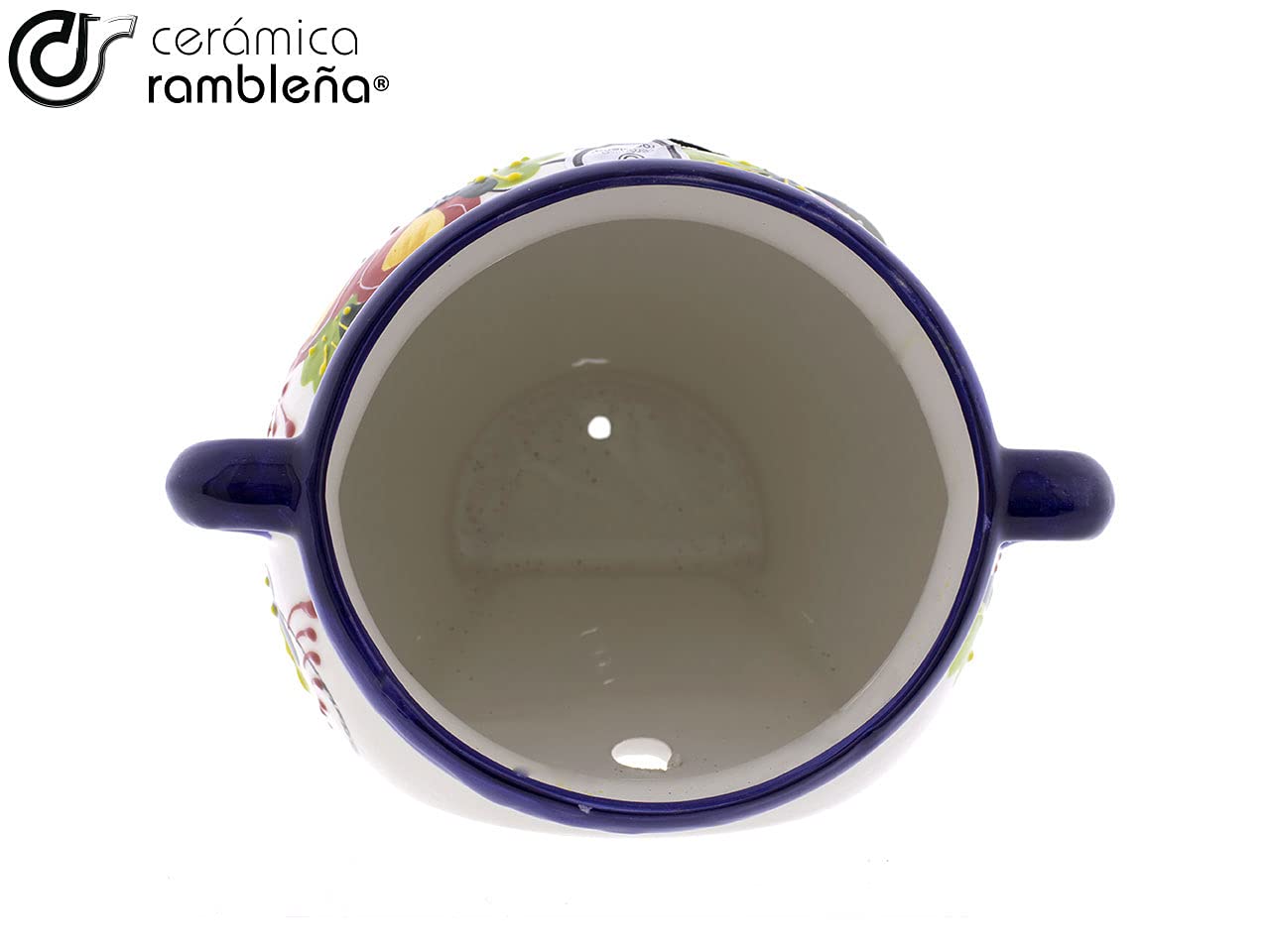 CERÁMICA RAMBLEÑA | Vaso da Fiori per Parete | Vaso Ceramica 100% Decorato a Mano | Vaso Esterni con Foro per Appendere e Drenaggio - Modello 02 | Fatto in Spagna 18x16x14 cm