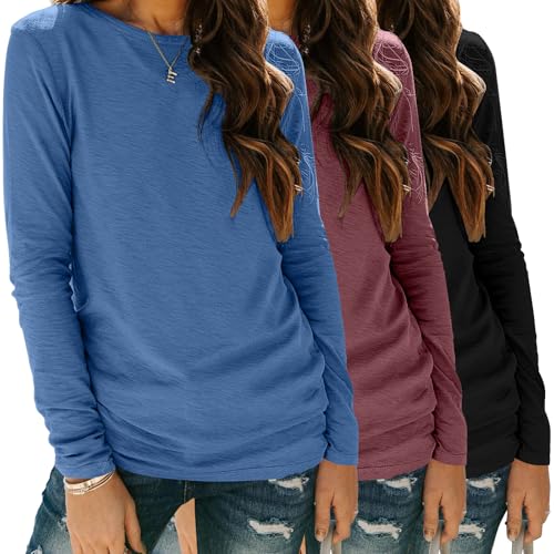 Zeagoo 3-Pack Women's Long Sleeve Crewneck Tees