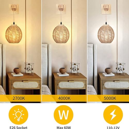 Apliques retro de ratán para iluminar dormitorios oscuros sin ocupar espacio 5