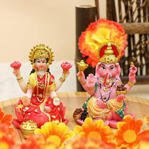 Estatua de Dios Hindú Ganesha y Lakshmi 2.5 pulg miniatura 2