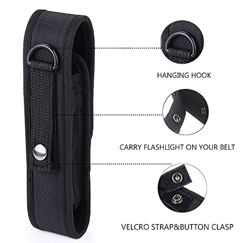 2 Pcs Flashlight Holster Pouch Holder Flash Light Belt Pouch Carry Case for 5"-7" Tactical Flashlight with Stretch Capability