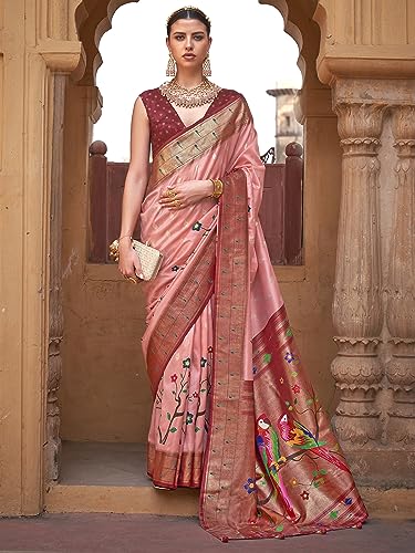 SAREE MALL peach banarasi silk saree – image 2