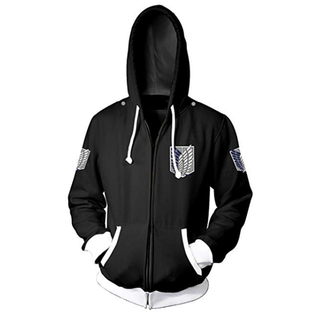CHENMAMen Attack on Titan Jacket Long Sleeve Full-Zip Bomber Jacket Hooded Varsity Jacket