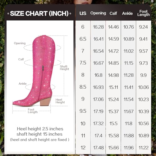 Image of Cowgirl Ankle Boots Cowboy Boots for Women Western Booties Rhinestone Chunky Heel Fashion Comfortable Side Zipper