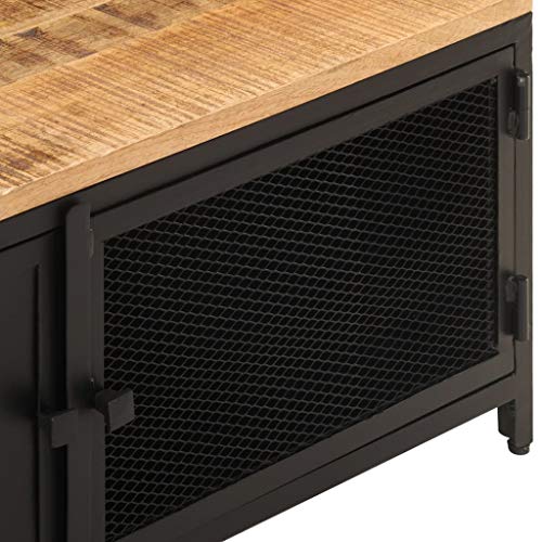 Table basse 90x50x37 cm bois de manguier meuble canapé industriel table d'appoint rangement
