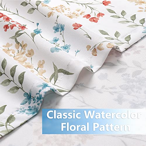 Watercolor Floral Cafe Curtains 36 Inches Length, Flower Printed Pattern Farmhouse Rod Pocket Tier Curtains For Kitchen Leaf Pattern Short Window Curtain Treatment, Colorful, 28" W X 36" L，Set Of 2 #TOP3