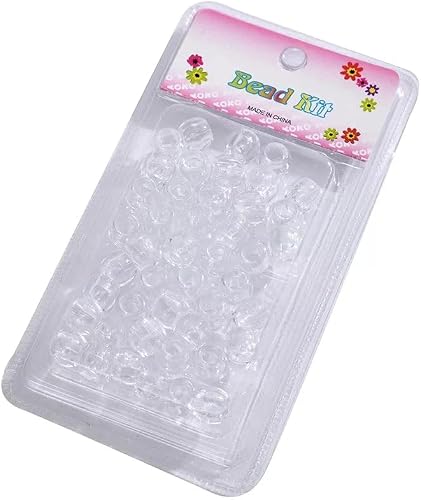 Clear Plastic Pony Beads Bead Kit for Hair or Jewellery Making | Transparent Finish, DIY Crafts, Kids & Adults, Bulk Pack, Bracelet & Necklace
