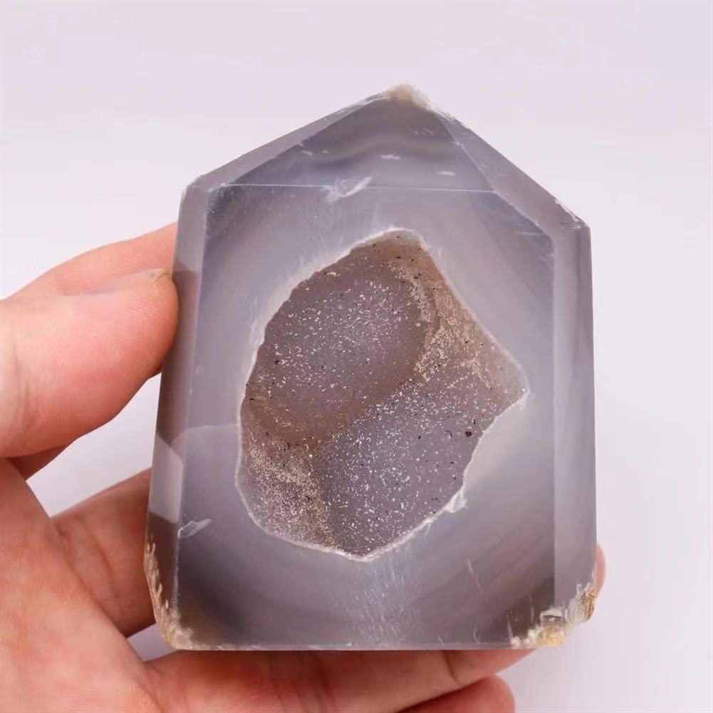 200 g-1000 g Feng Shui natürlicher Kristall-Crackle-Quarz-Geode-Achat-Punkt mit glänzendem 1 Stück schönem Kristall ERTEYIN (Color : 1pc 840g-930g)