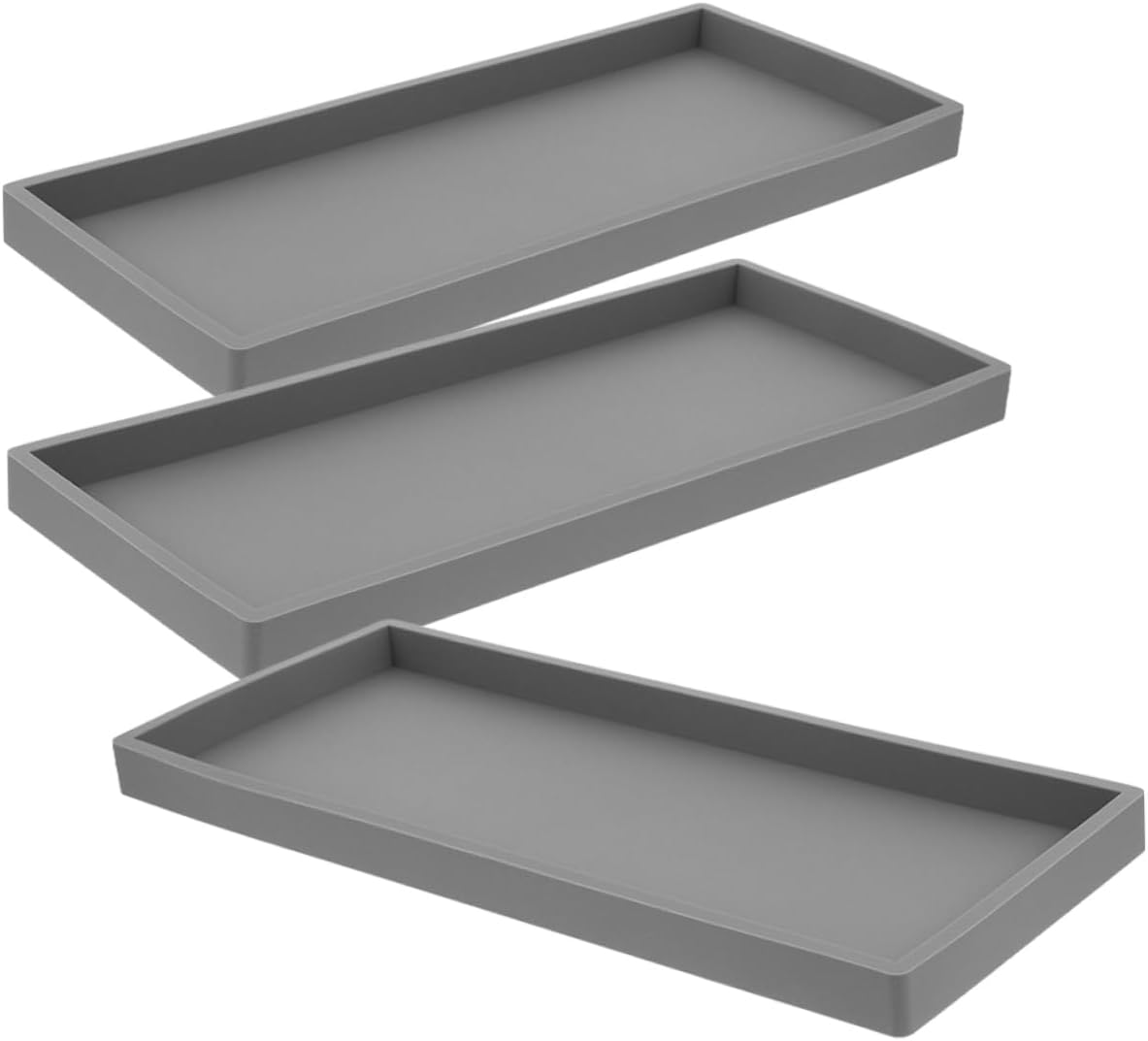 Organizador de Baño de Silicona, Bandeja para Toallas y Perfumes, 3 Piezas, Gris
