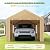 COBIZI Carport Canopy 12x20 Heavy Duty Portable Garage with Roll-Up Ventilation Windows & Doors, Removable Sidewalls Car Canopy Tent Waterproof with Built-in Sandbags for Cars, Boats, Trucks, Khaki
